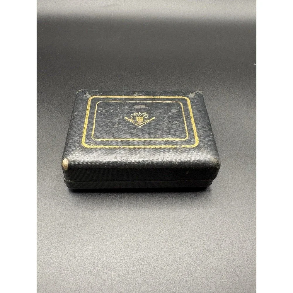 Vintage Foster Gold Tone Cufflinks Tie Clip Bar Set w/ Original Case Jewelry